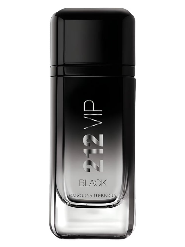 212 VIP Black perfume bottle by Carolina Herrera on a white background