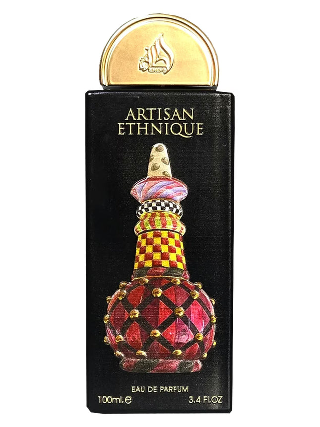 Artisan Ethiqué perfume bottle with decorative design on a white background