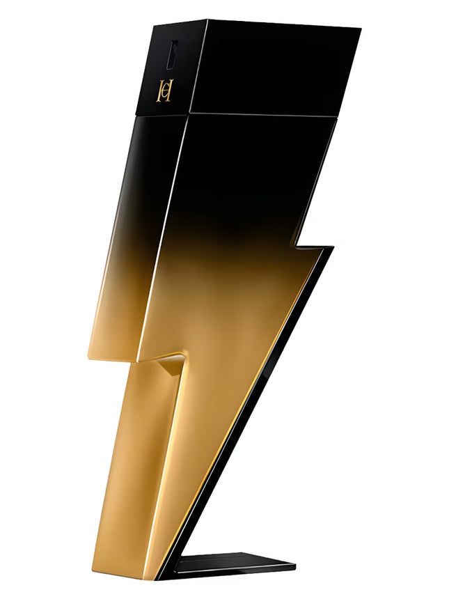 Black and gold lightning bolt-shaped object on a white background