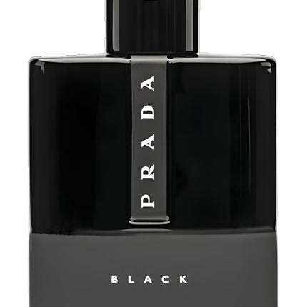 Black Prada perfume bottle on a white background