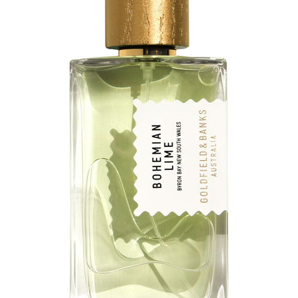 Bohemian Lime perfume bottle by Goldfield & Banks on a white background