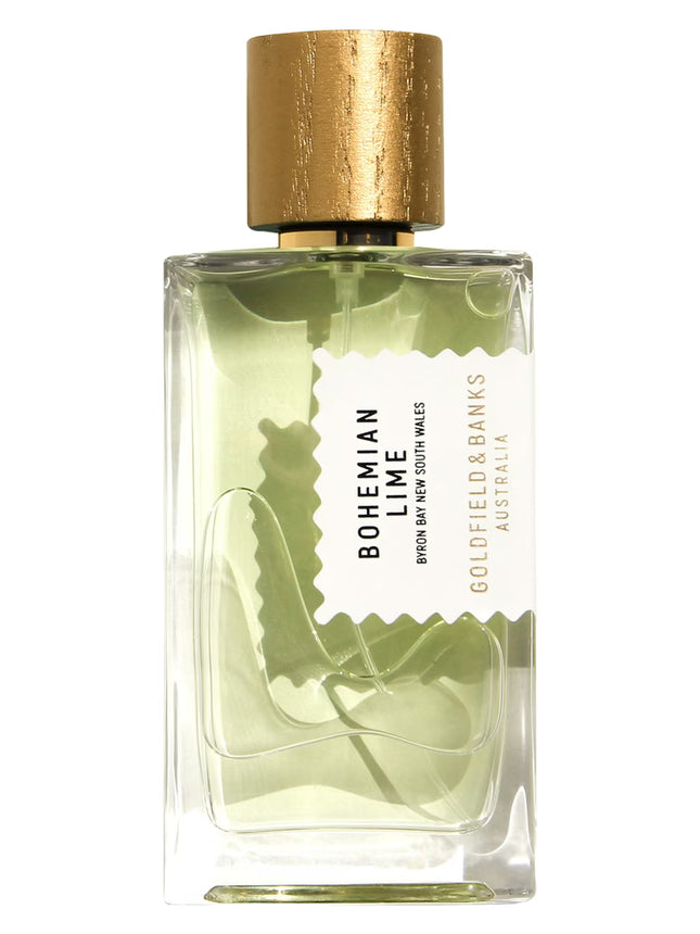 Bohemian Lime perfume bottle by Goldfield & Banks on a white background