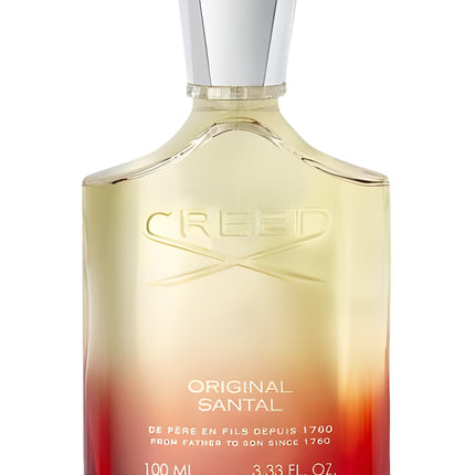 Creed Original Santal perfume bottle with gradient design on a white background