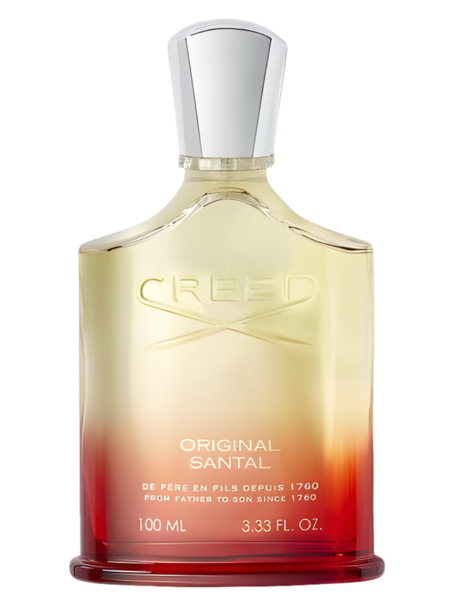 Creed Original Santal perfume bottle with gradient design on a white background