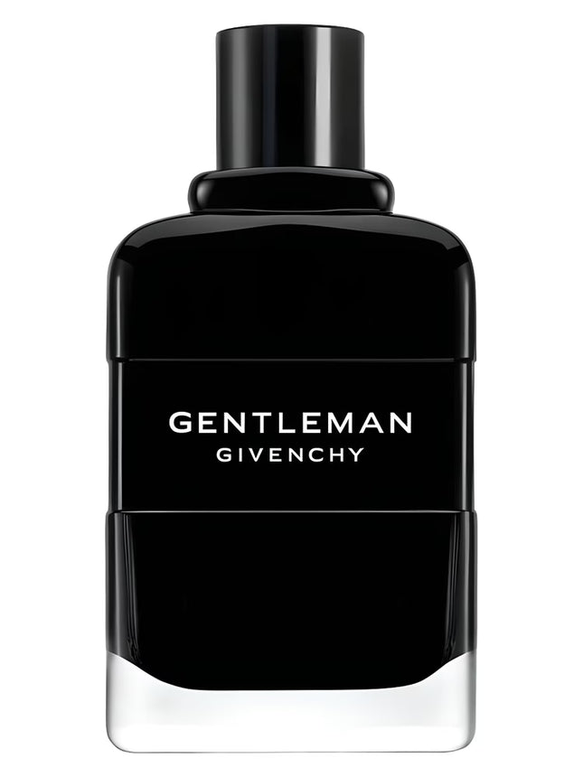 Black Givenchy Gentleman perfume bottle on a white background