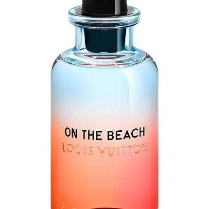 Louis Vuitton 'On the Beach' perfume bottle with gradient design on a white background