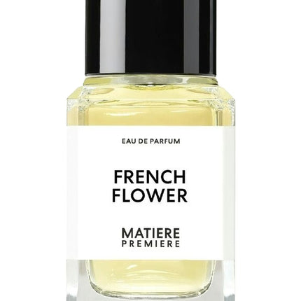 Perfume bottle labeled 'French Flower' by 'Matiere Premiere' on a white background