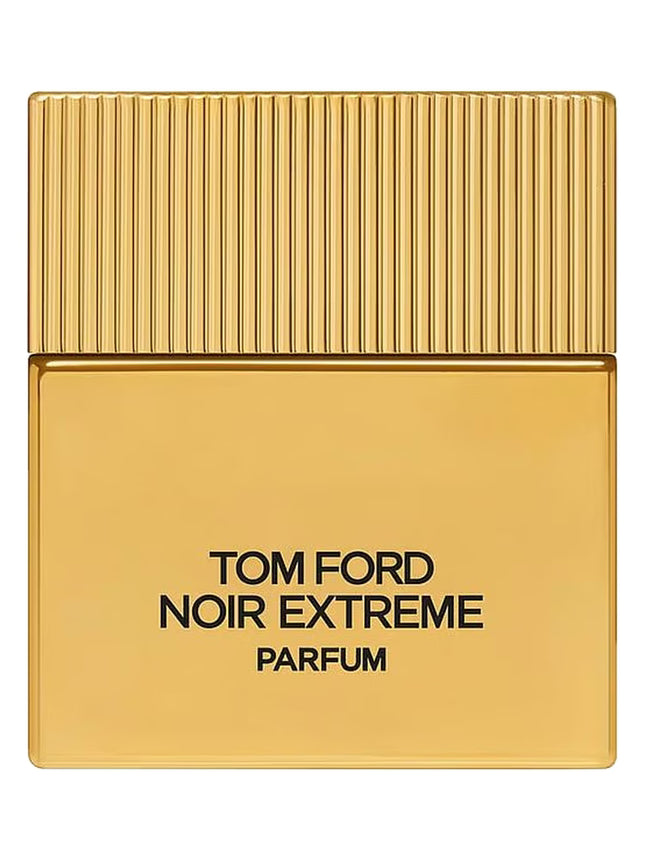 Gold Tom Ford Noir Extreme parfum bottle on a white background