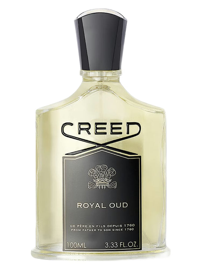 Creed Royal Oud perfume bottle on a white background