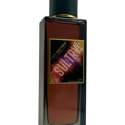 Perfume bottle labeled 'Sulte' on a white background